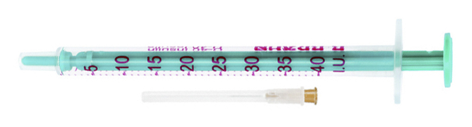 Шприц 1мл инсулиновый двухкомпонентный «Инжект» U40  (Injekt U 40) c приложенной иглой 0,45х12 мм 